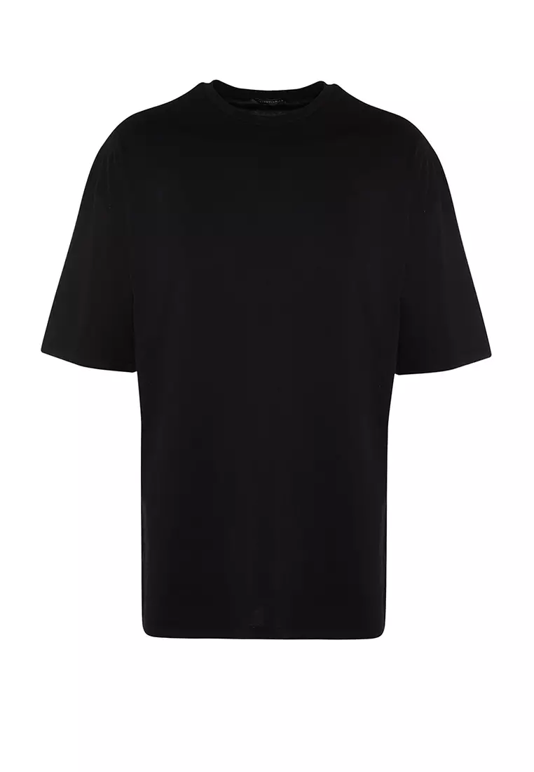 Buy Trendyol Black Men's Oversize/Wide Cut Crew Neck Short Sleeve