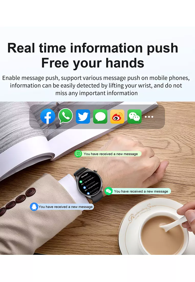 Smartwatch 1.53 inch TFT Screen Full Touch Jam Running Pria  IP67 Waterproof 100+Sports Modes Bluetooth Call black