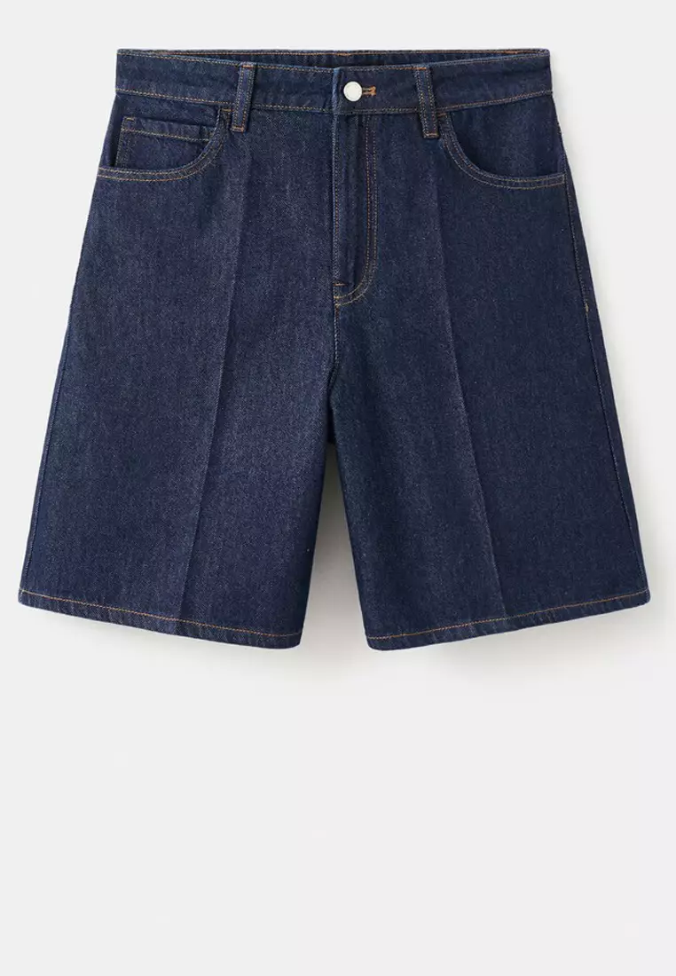 High-Waist Straight-Fit Denim Shorts