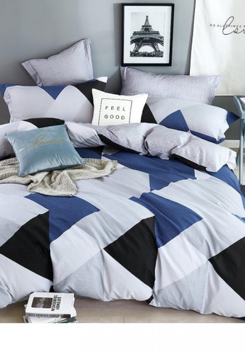 MOCOF black and white and blue and multi Geometry Duvet Cover Set 5 in 1 100% Pure Cotton 840TC F8EFFHL07A93BAGS_1