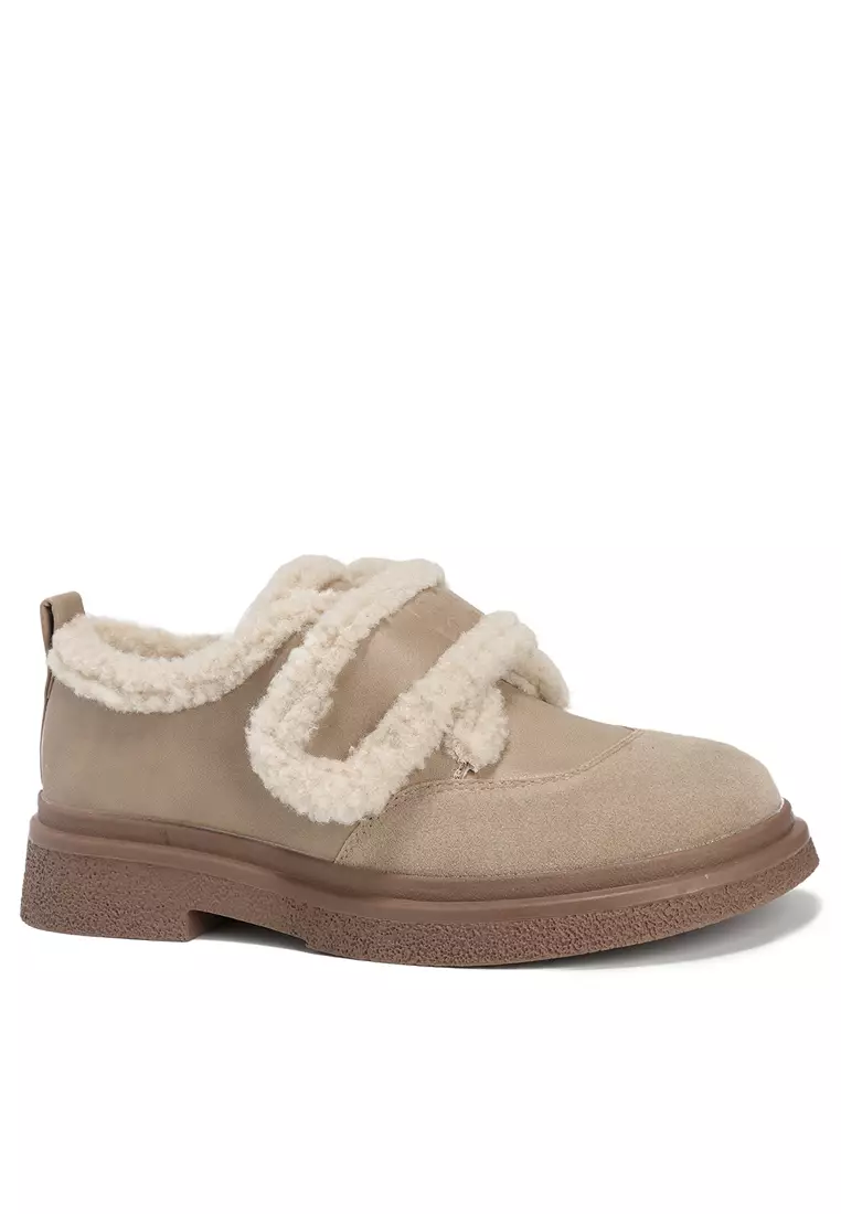 Discount on Twenty Eight Shoes  shoes - SKU: Velcro Strap Suede Patchwork Fleece Loafers WW688-1