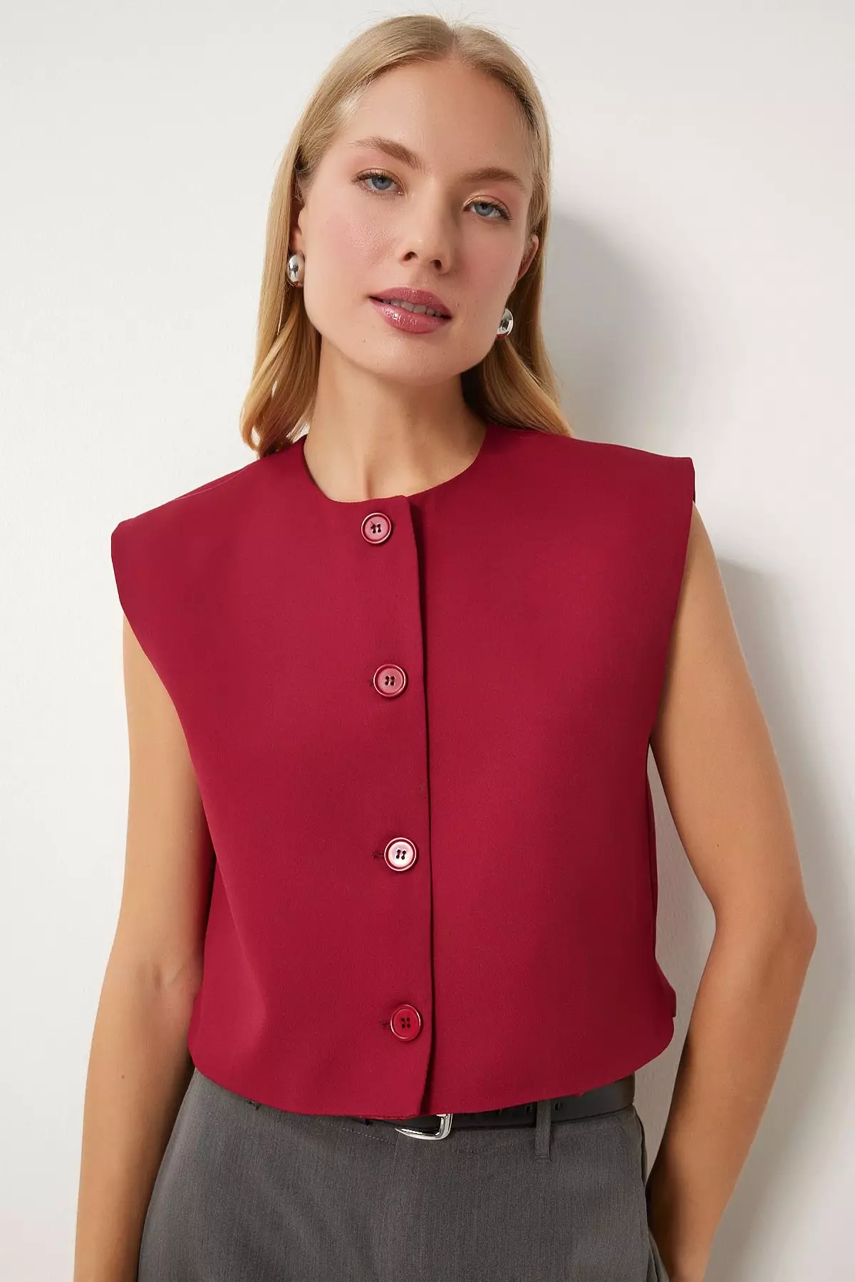 Buttoned Sleeveless Vest