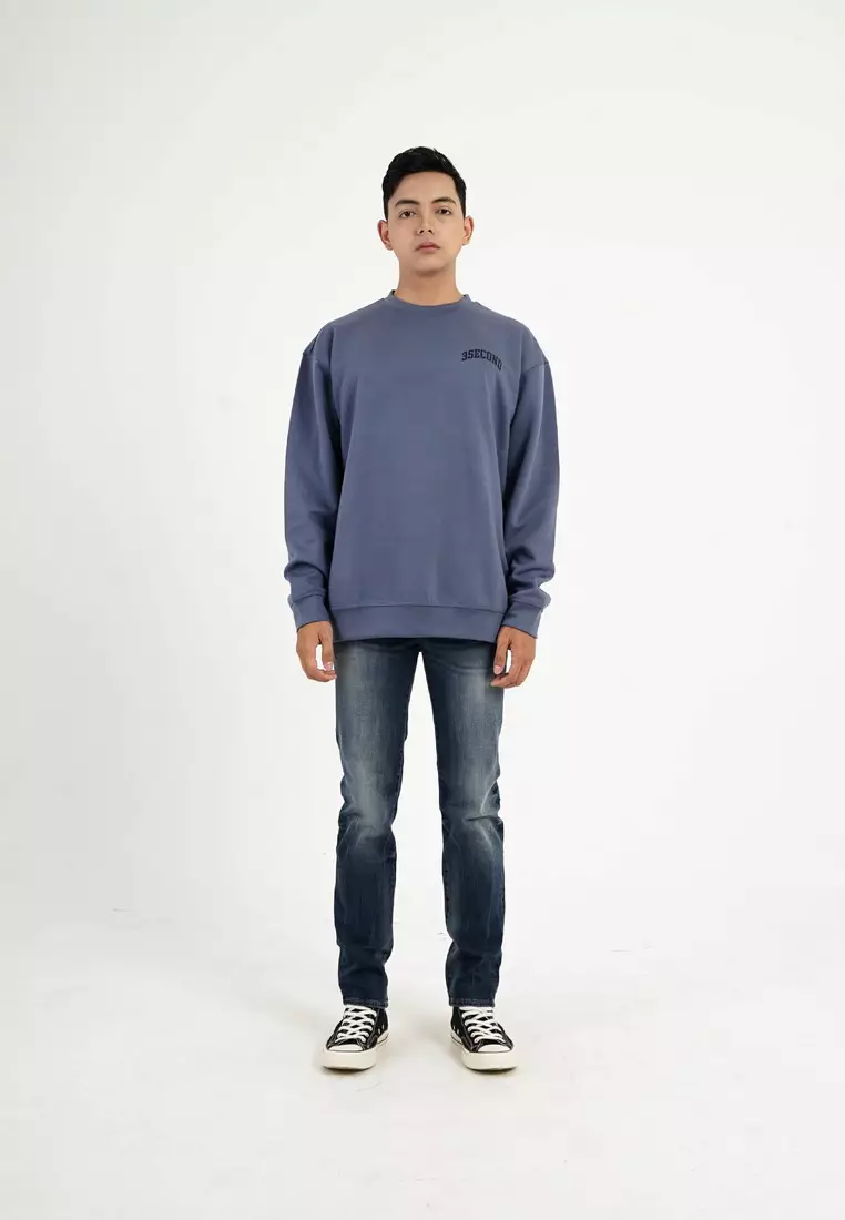 3Second Men's Jacket Sweater Crewneck Oversized Fit Sweety OL-C100924