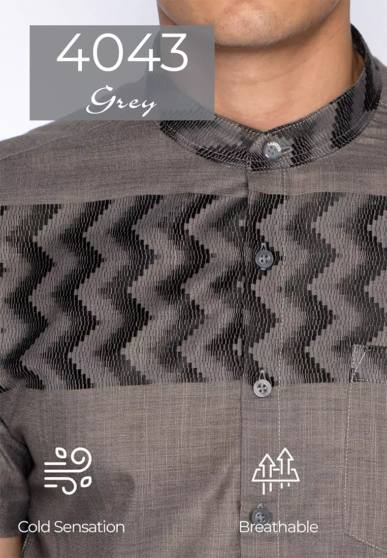 Casella Baju Koko Pria Lengan Pendek Exclusive Premium Horizontal Hadid 4043 Grey