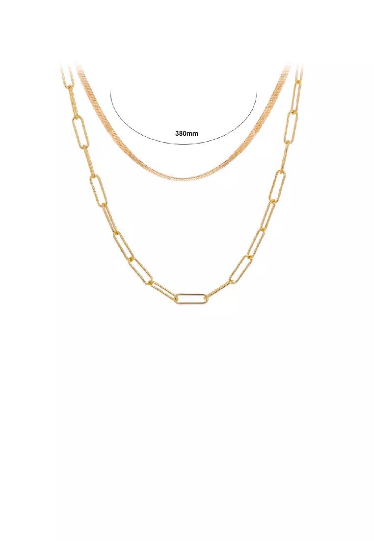 Buy Glamorousky Simple Fashion Plated Gold Chain Double Layer