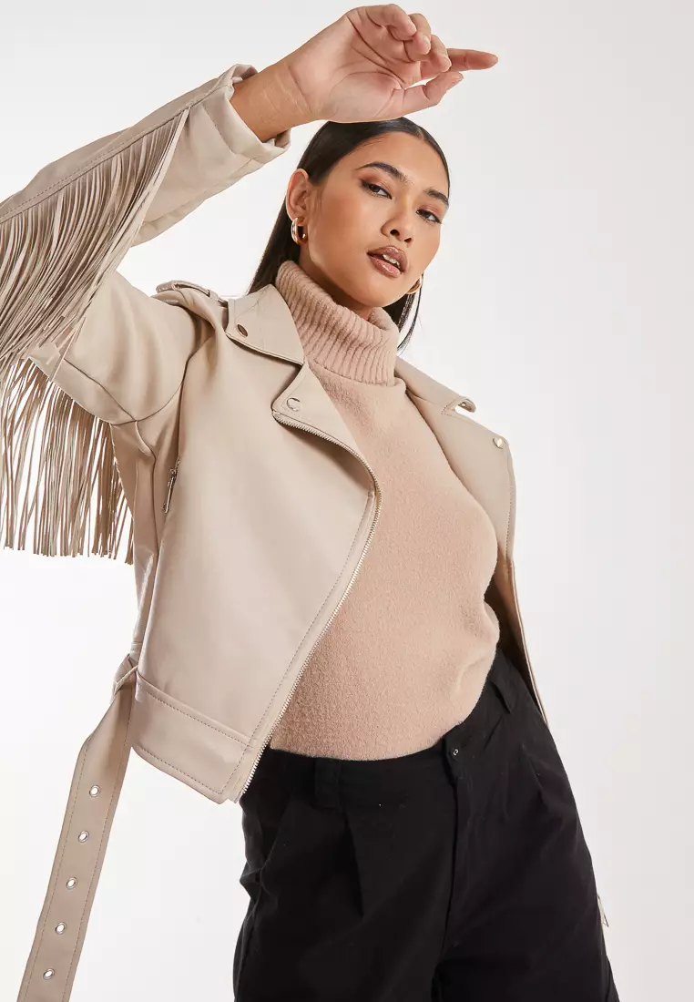 Cropped pu jacket shop