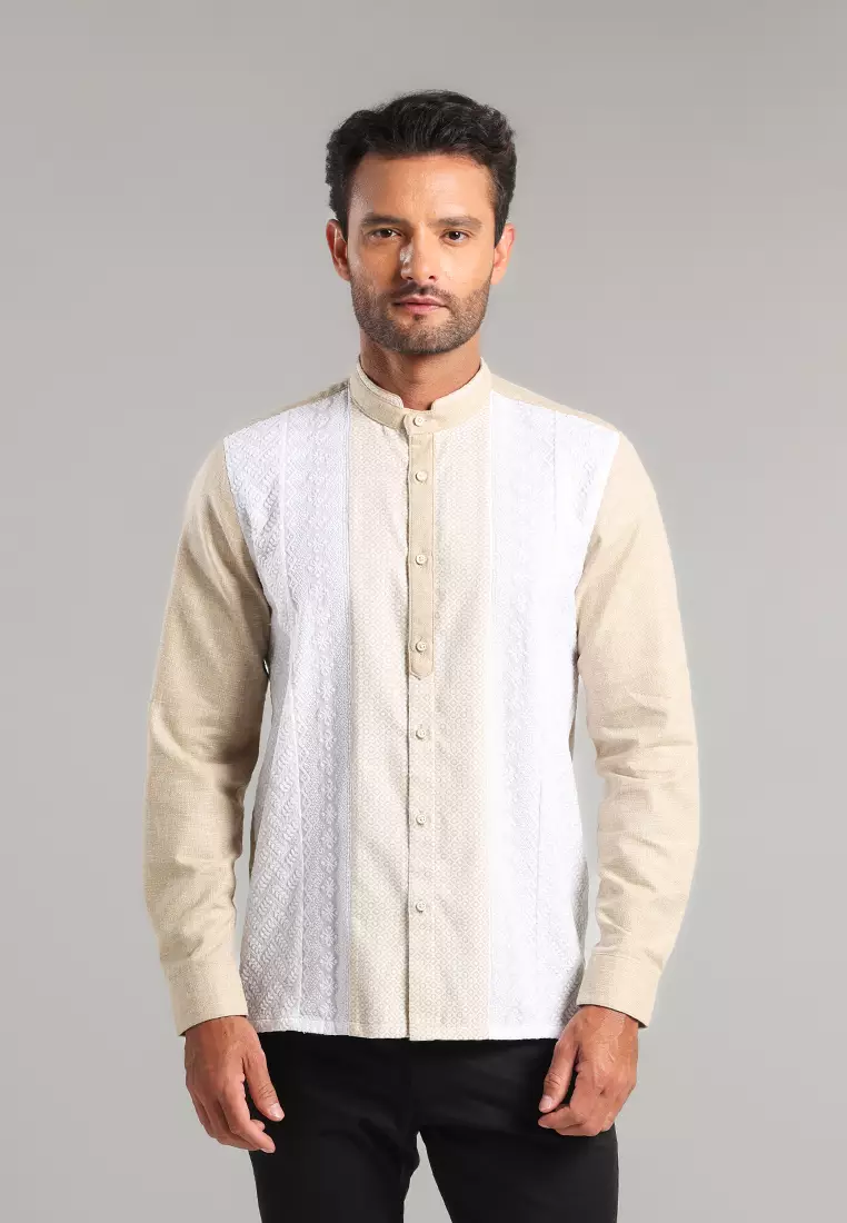 MOC Kemeja Koko Lengan Panjang Pria Ghafur - Khaki