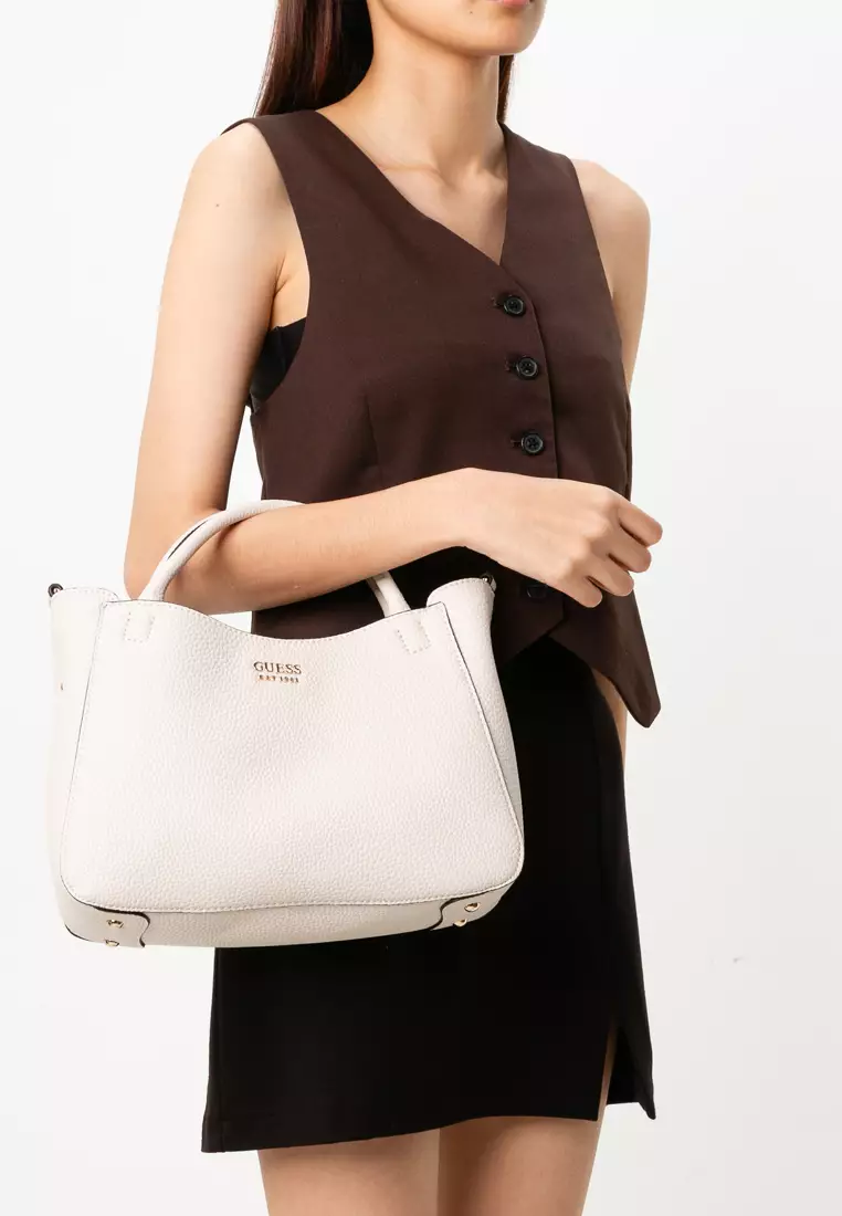 Guess S Brenton Small Girlfriend Satchel Handbag in Brown | UK