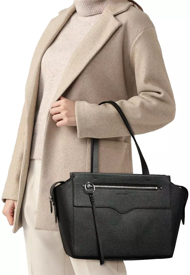 Gabby Leather Tote Bag in Black CU22MGAT38