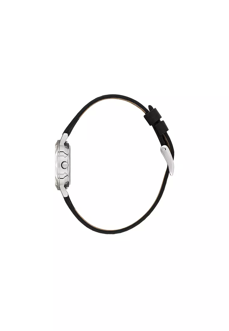 Women Analog Black Leather Diamond Watch DK.6.14317-1