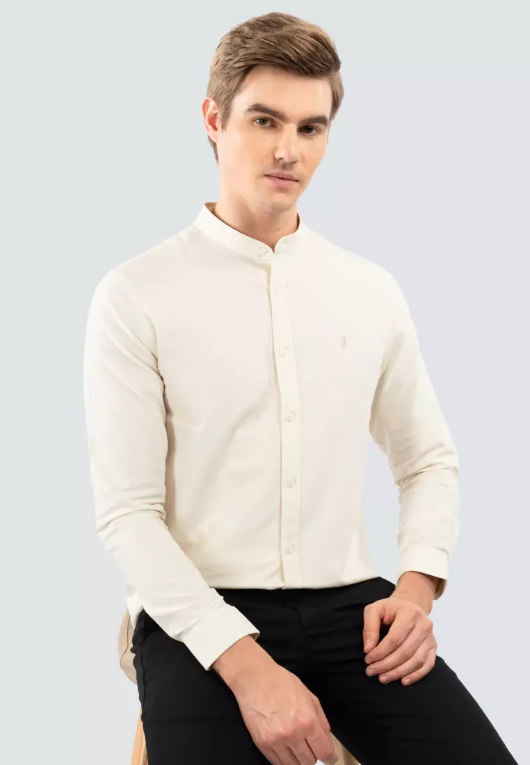 Polo Haus - Men’s Cotton Mix Signature Fit Mandarin Collar Long Sleeve MBLSE002