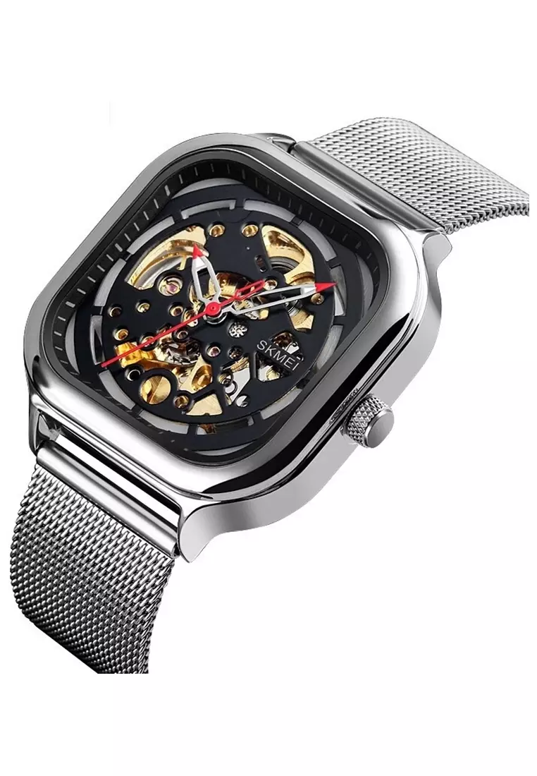 Jam Tangan Casual Mechanical Pria Automatic Movement Strap Tali Material Stainless Steel NX89 ORIGINAL