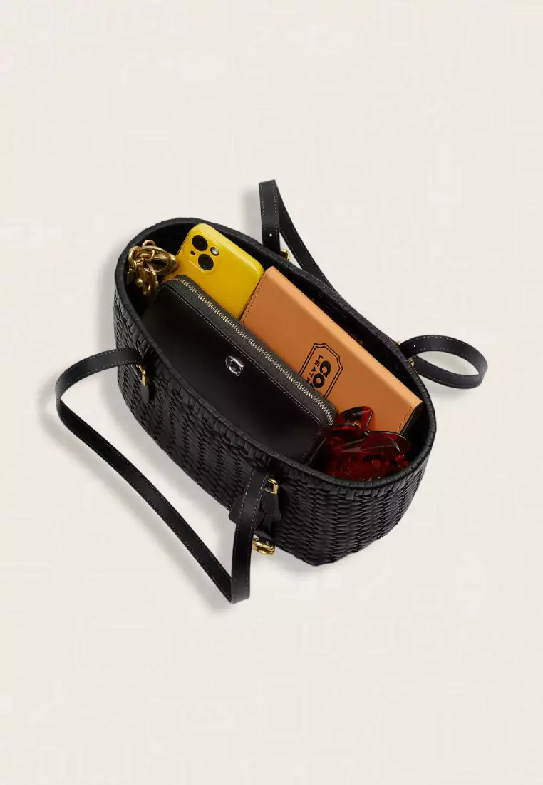 Coach Woven Swing Tote Bag Black