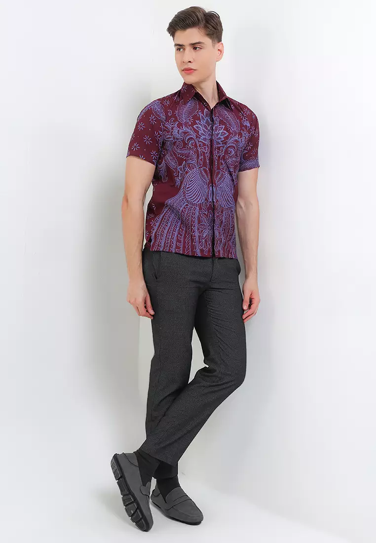 Lakeswara Kemeja Batik Exclusive Premium Pria Casual Modern Lengan Pendek
