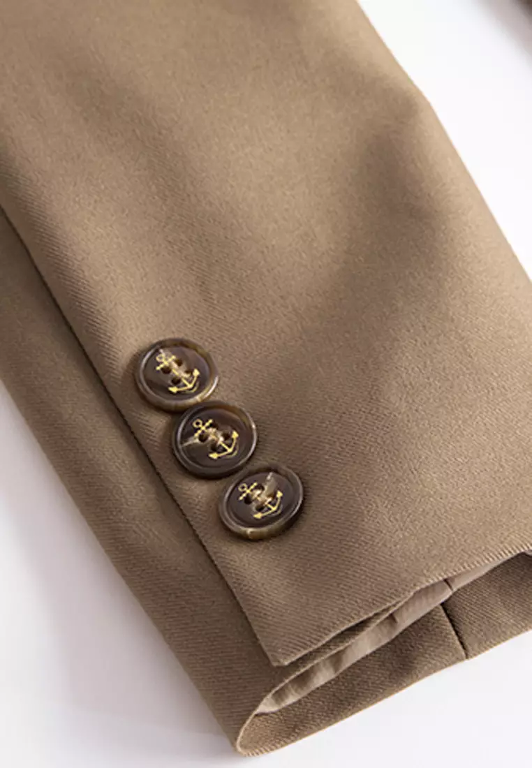 Double Breasted Blazer With Removable Hat