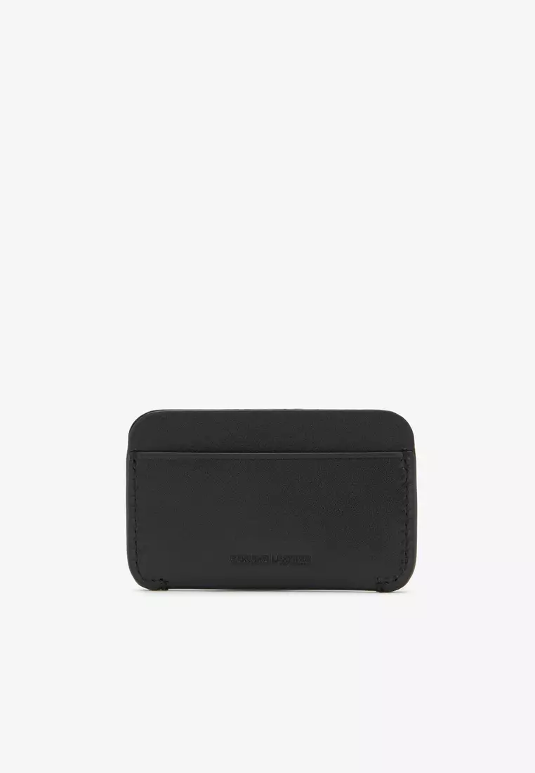 Fred Perry L4334 Burnished Leather Card Holder (Black)`