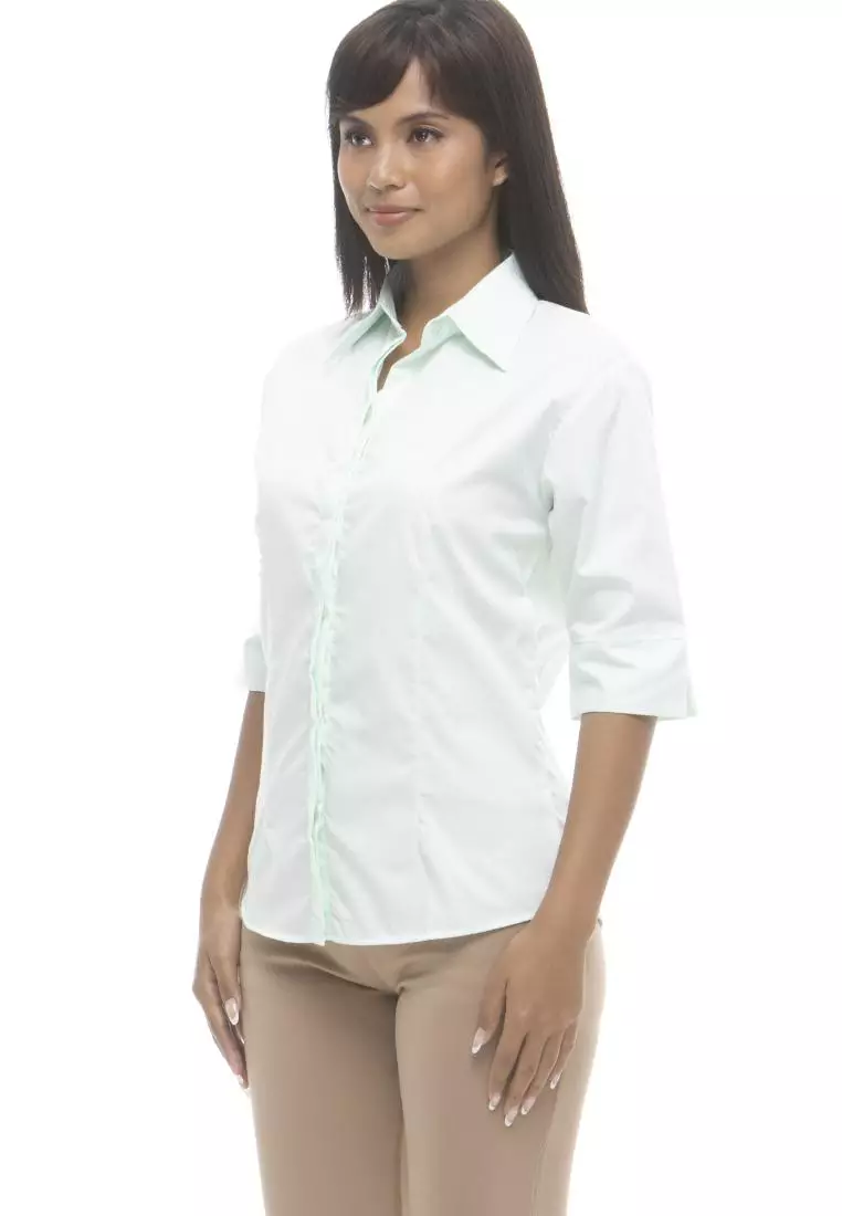 Divina Pinstripe 3/4 Sleeve Office Blouse