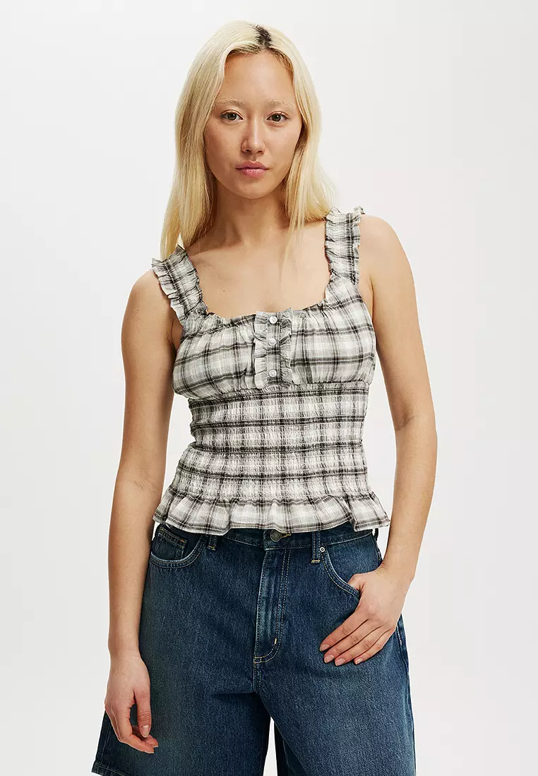 Alina Shirred Button Blouse