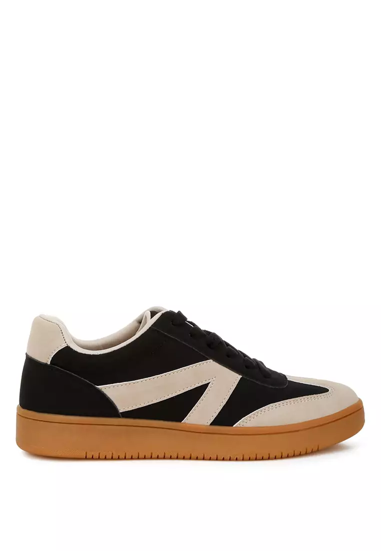 Discount on London Rag  shoes - SKU: Contrasting Patchwork Chunky Sneakers in Black