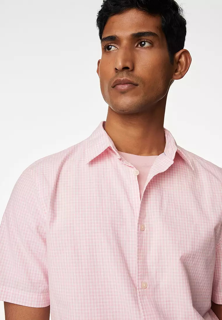 Easy Iron Pure Cotton Geometric Print Shirt