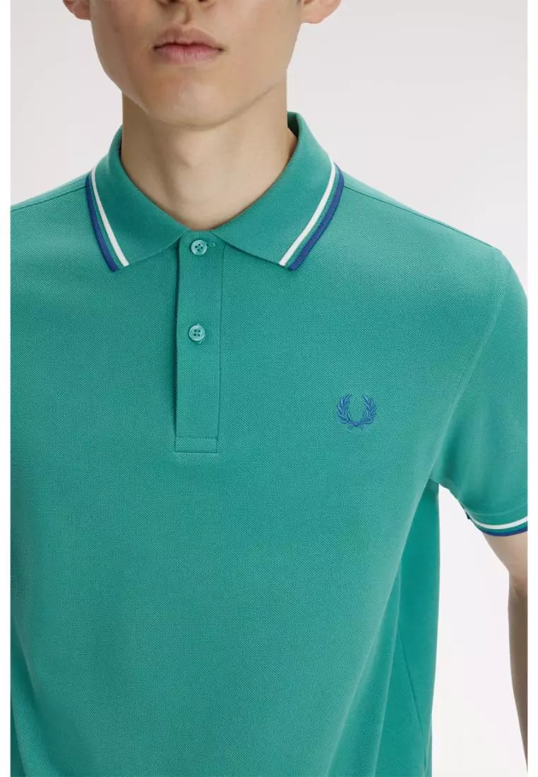 Fred Perry M3600 Twin Tipped Fred Perry Shirt (Deep Mint / Snow White / Soho Eclipse)