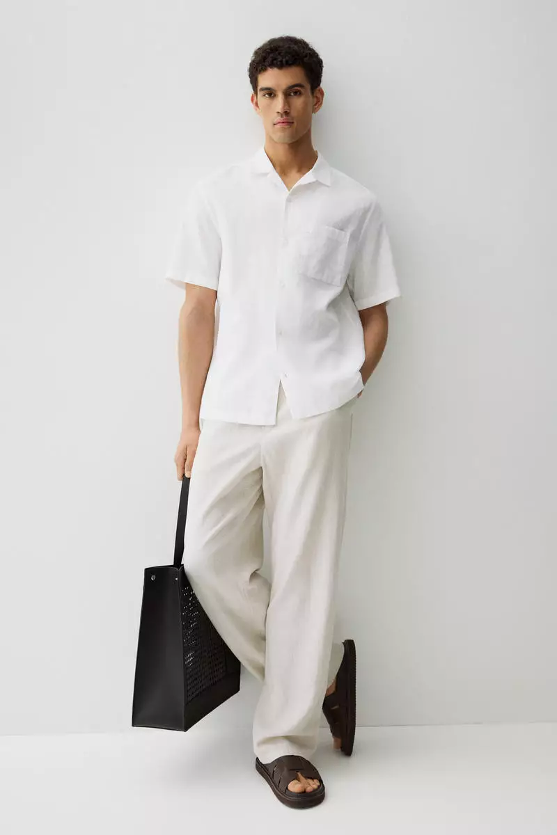 Buy H&M Regular Fit Short-sleeved linen-blend shirt Online | ZALORA Malaysia