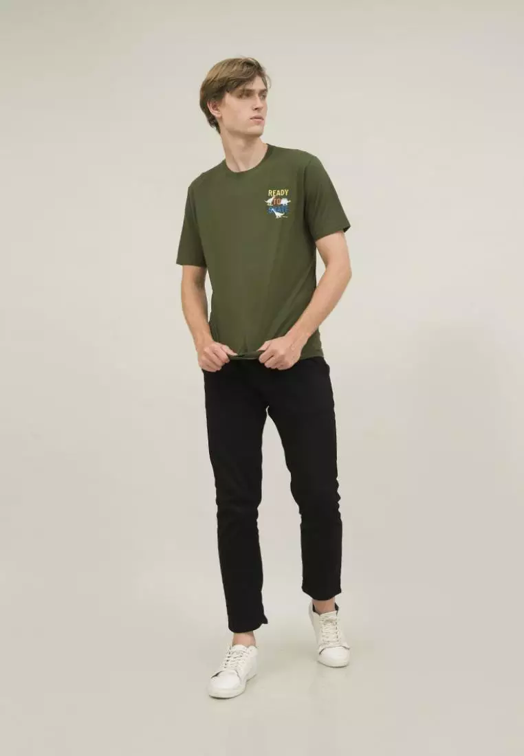 kaos pria lengan pendek dino skate hijau army size jumbo houseofcuff