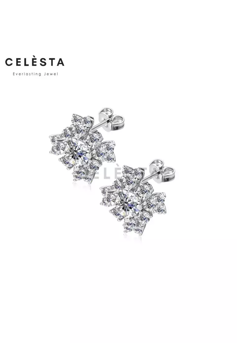 Berlian Moissanite Eloise Earring [GRA CERTIFICATE MOISSANITE DIAMOND] - Anting 0.5ct Moissanite Diamond with 925 Silver Celesta Moissanite