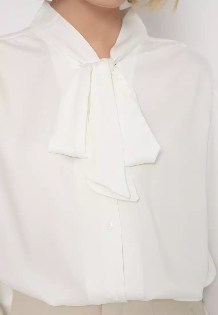 Mannequin Ribbon Silk Sateen Shirt