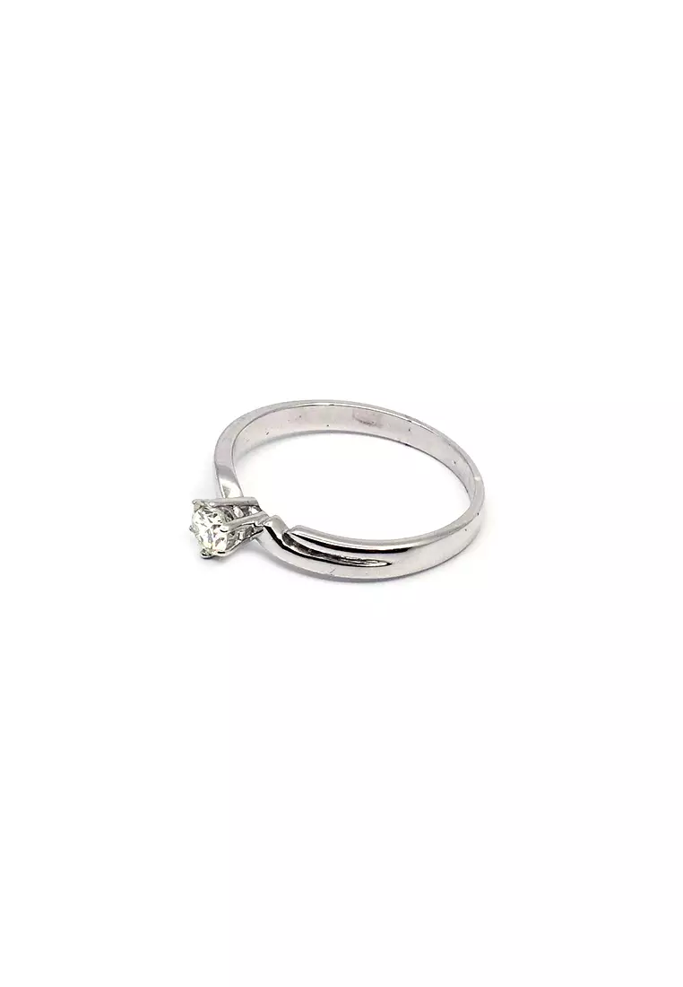 14K Locally Made White Gold Lady Ring with Diamonds