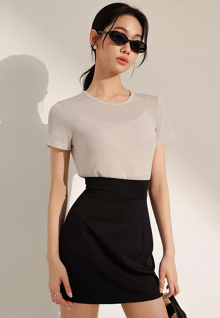 2 Layers Slimming Effect Midi Skirt