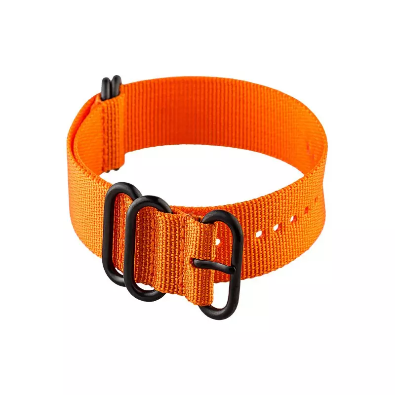 Tali / Strap Jam Tangan Martini Zulu 5 Ring 20mm Orange Nylon Black Buckle ND-5Y-5B-BM-20X20