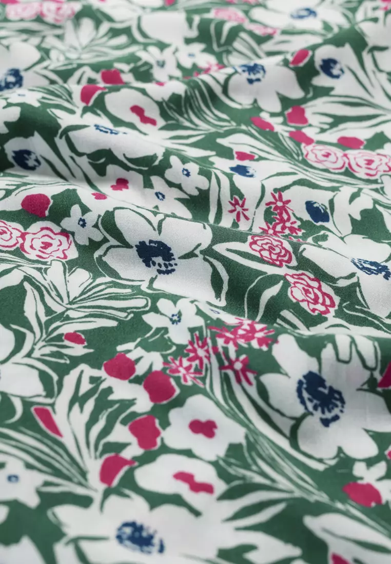 Seasalt Cornwall Green Marsh Violet Short Sleeve Empire Line Dress