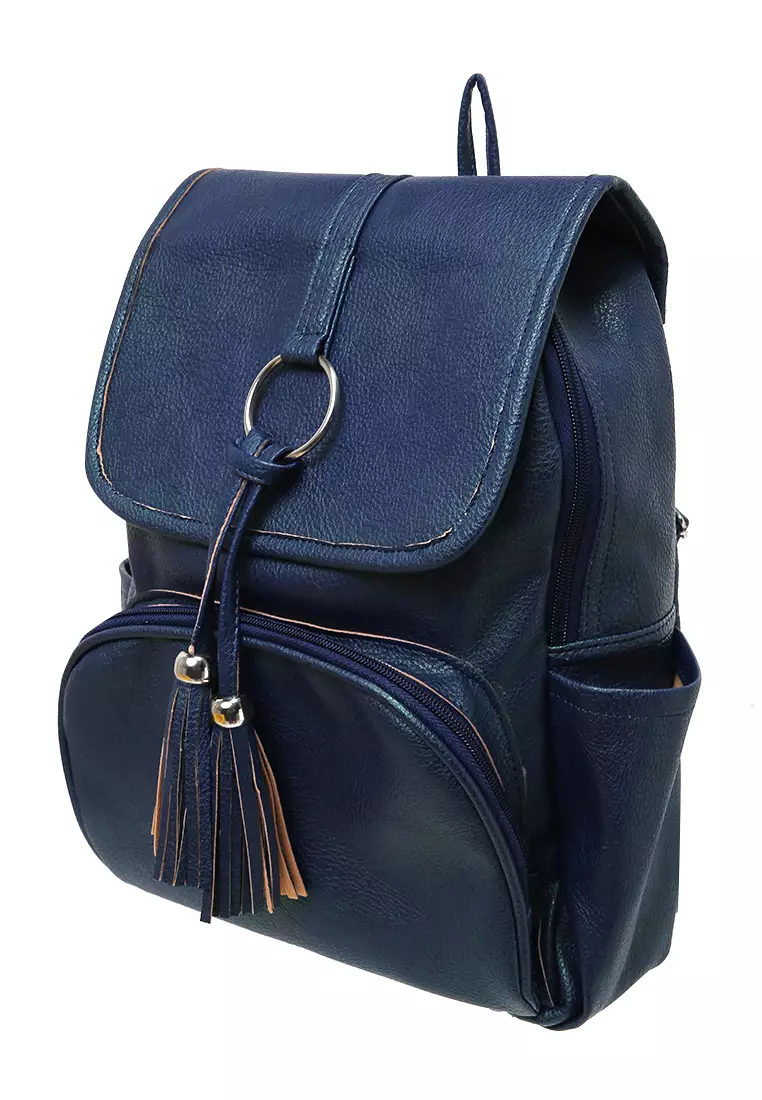 Fahira Tas Ransel Wanita Design Classic Simple Backpack Woman Premium Quality - Navy
