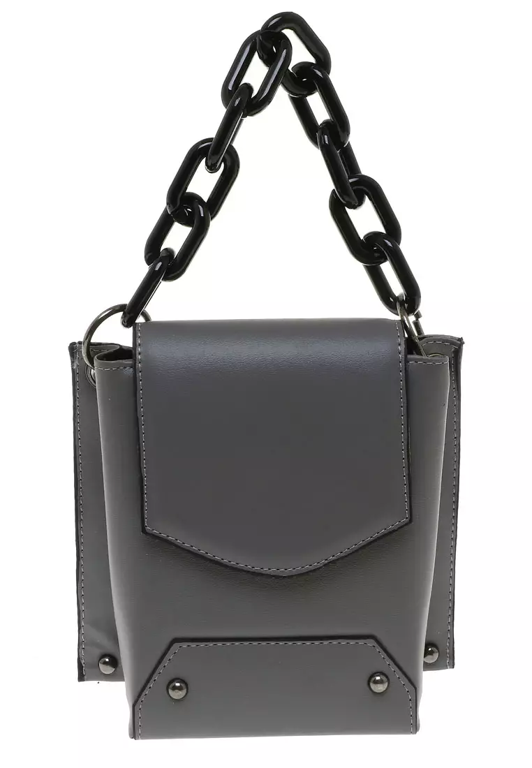 Xena Slingbag Wanita Tali Rantai Motif Polos High Quality Premium - Grey