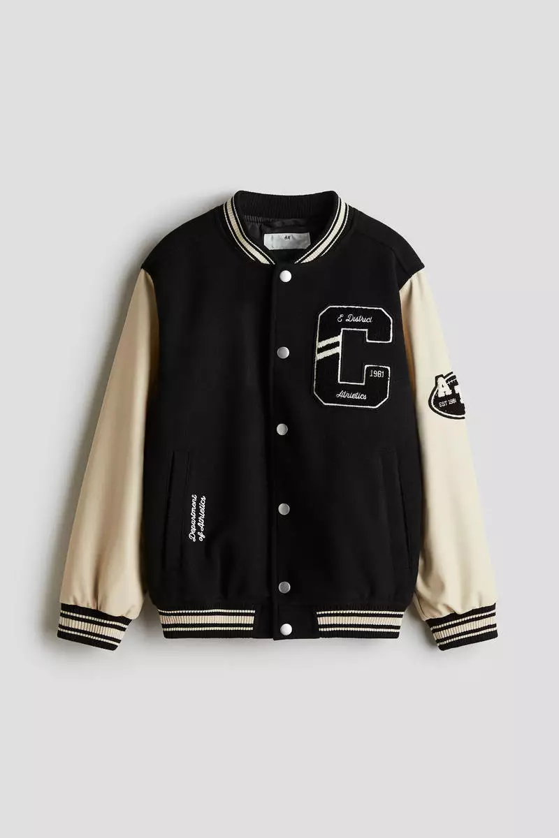 H&m Green Soft Baseball Jacket Hm Buy H&M Appliquéd Baseball