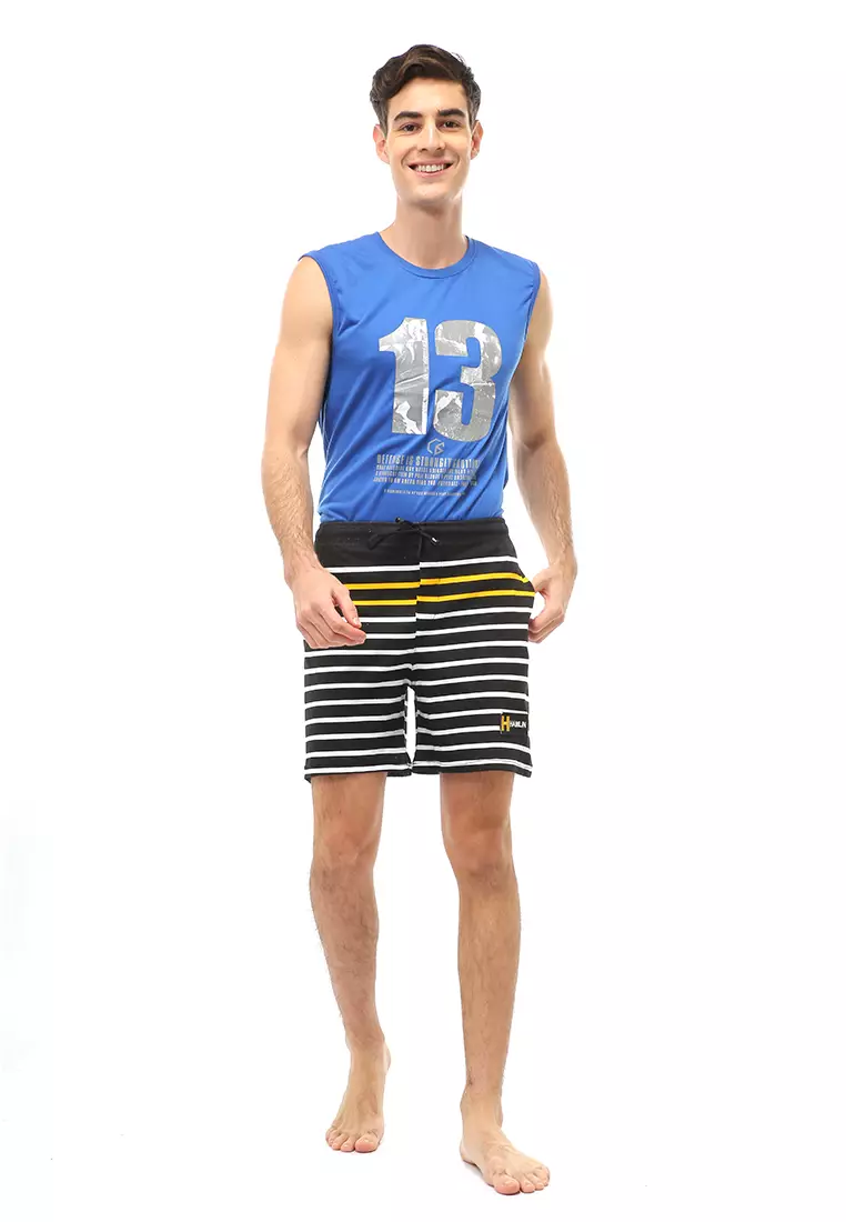 Jaymes Short Pants Celana Dalam Boxer Pria Striped Motive Material Cotton ORIGINAL - Black