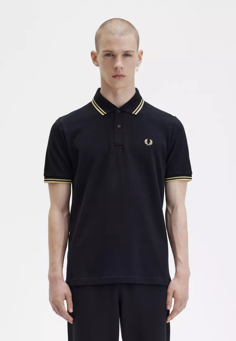 Fred Perry M12 Made in England Twin Tipped Fred Perry Shirt (Black  Champagne Champagne)