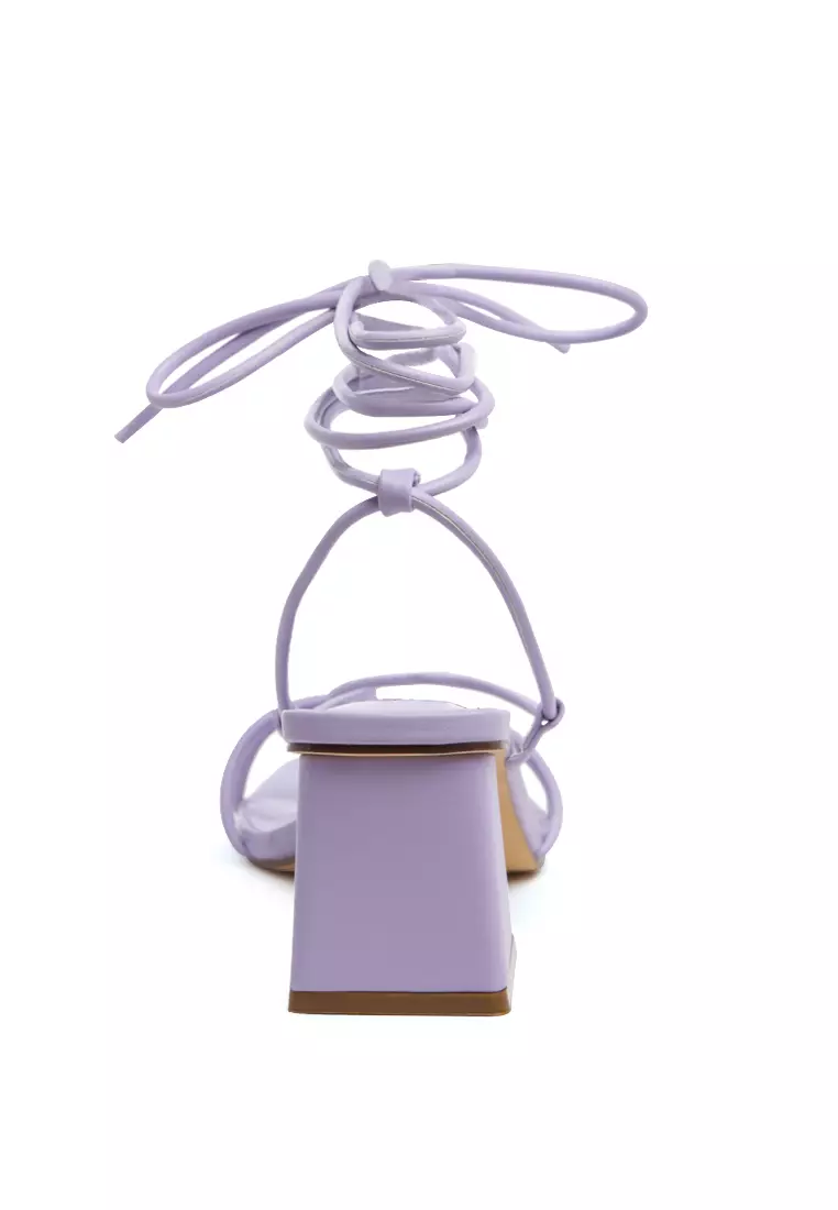 Purple Tie-Up Block Heeled Sandal
