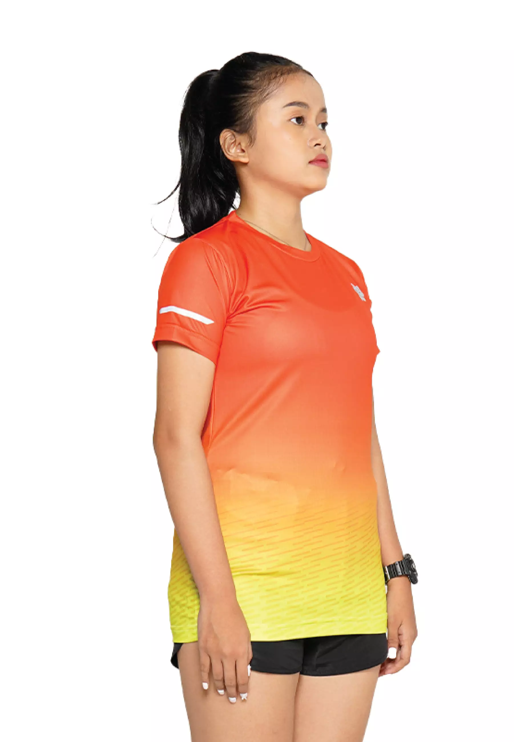 Tiento Baju Lari Ringan Jersey Running Anti UV Wanita Dry Fit Lengan Pendek Airlite Yellowflame