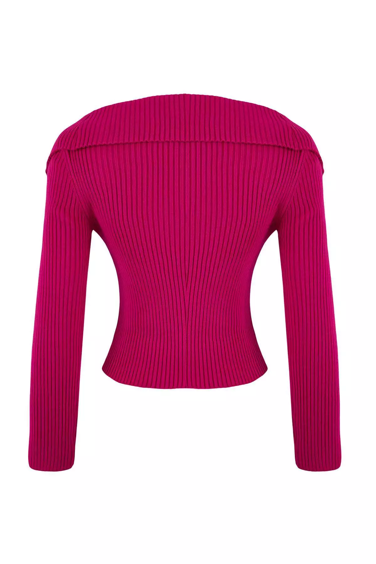 Fuchsia Crop Turn-Down Collar Knitwear Cardigan Twoaw24Hi284