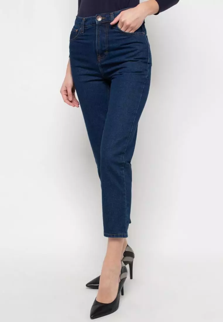 Plain Boyfriend Jeans in Navy