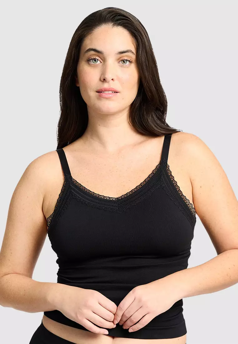 Ribbed Seamless 2 Pack Shaper Camisole, Black/White