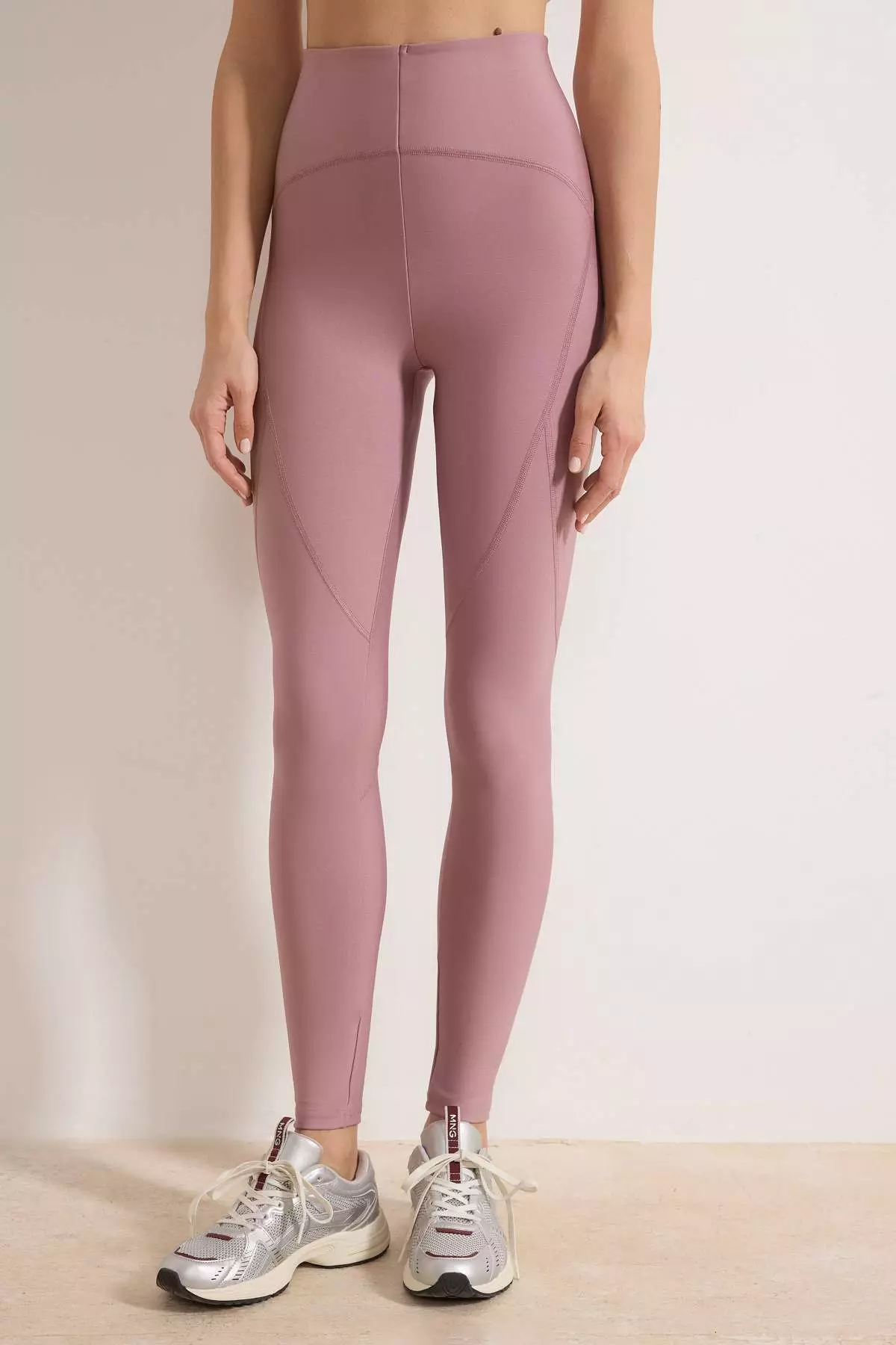 Dusty Rose Gathering Full-Length Knitted Sports Leggings Twoss21Ta23