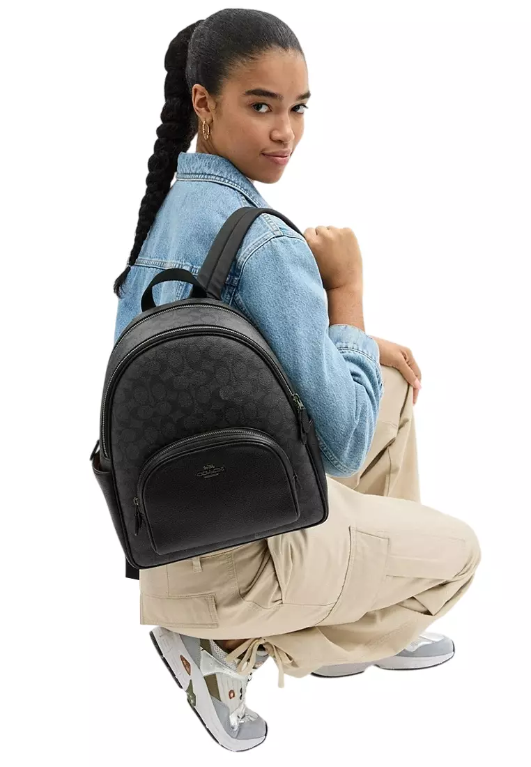 Coach Court Backpack In Blocked Signature Canvas - Charcoal