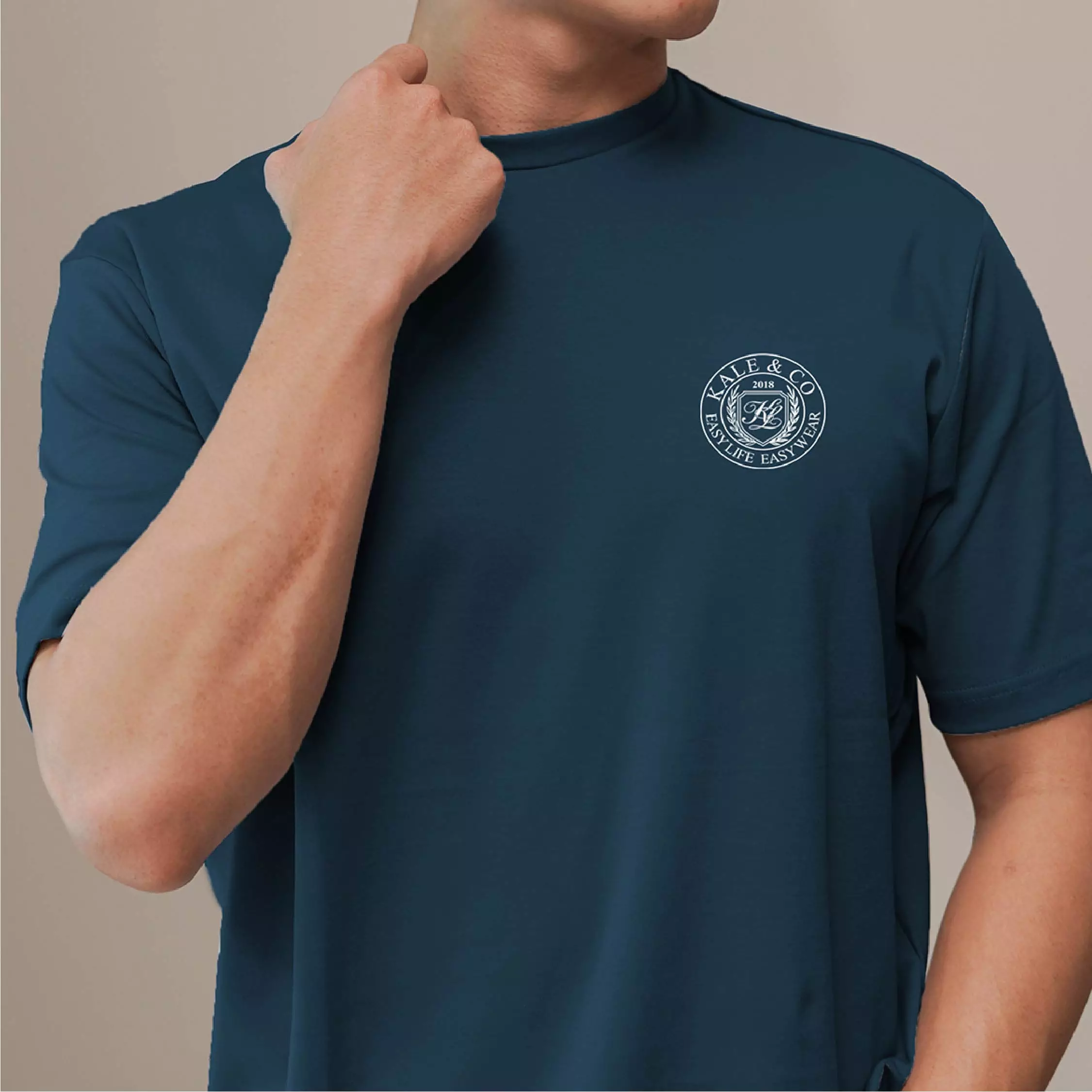 Kale Evan Dark Blue / Cotton Cloudy / Kaos Boxy Fit / Kaos Korea / Atasan Kaos Pria / Kaos Basic Pria