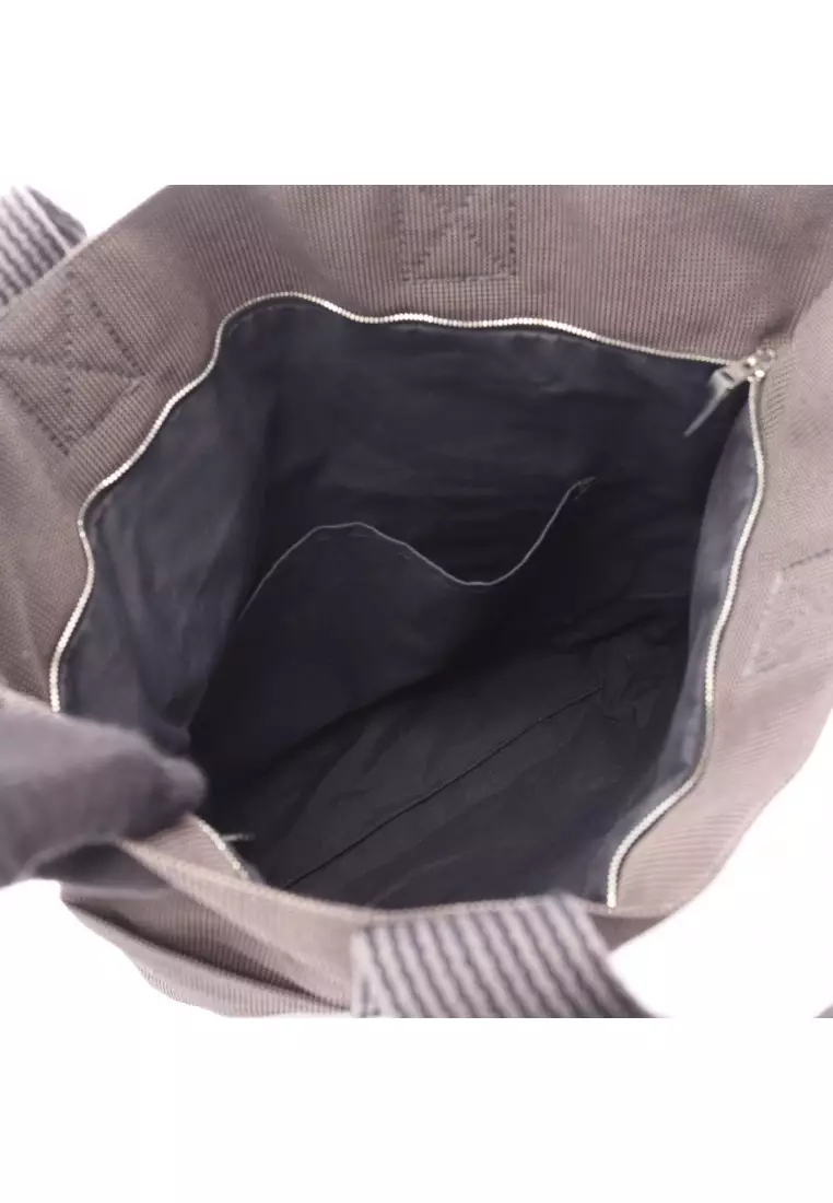 Pre-Loved Hermès Yell line Kabas Handbag tote bag nylon canvas Dark gray silver hardware