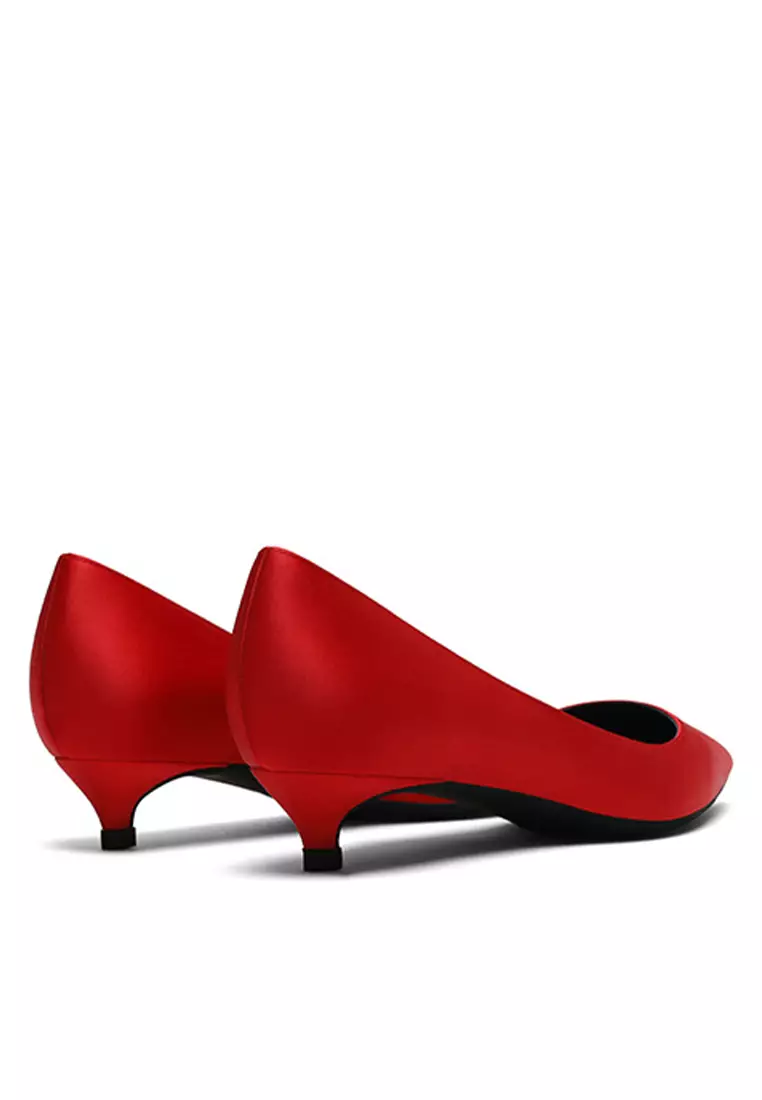 Red kitten heel sandals clearance