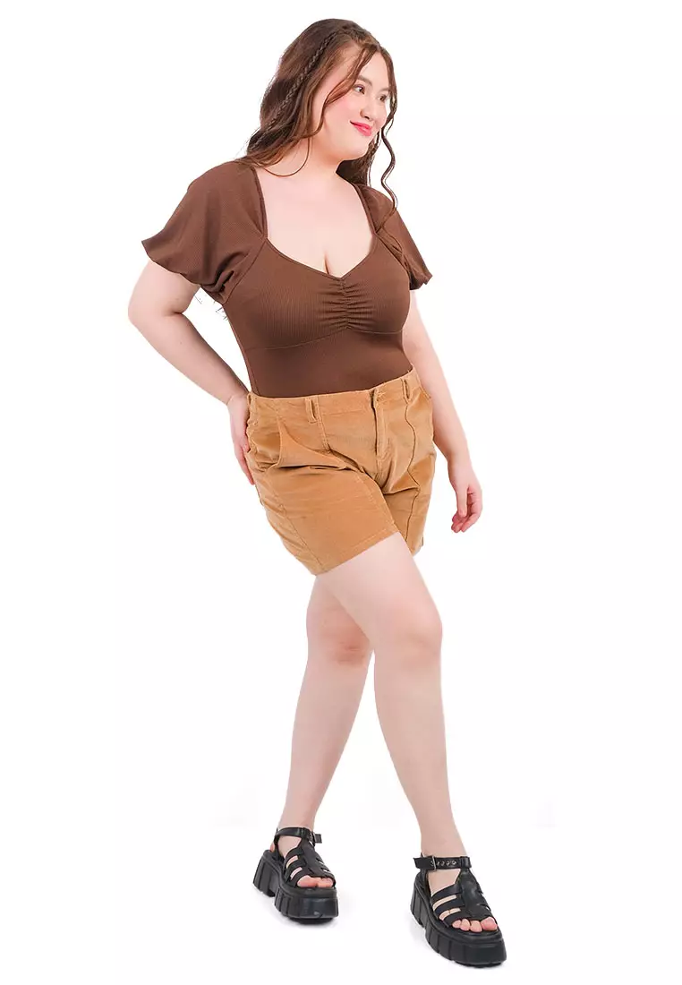 Mid Waist Corduroy Shorts