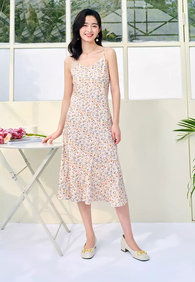 Summer Floral Sleeveless Midi Dress
